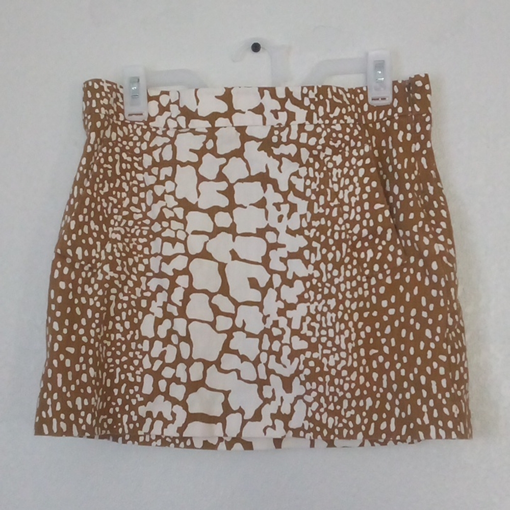 Womens 8J.Crew Brown White Animal Print Casual Skirt Work Career